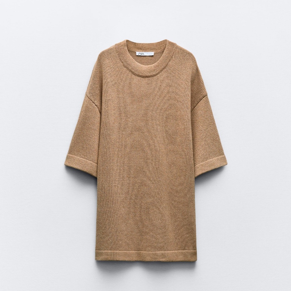 Zara Knit Linen Blend Top Size Small Oversized